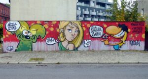 Graffiti: Myszka na murze, Katowice, ul. Dębowa (2020-10-24)