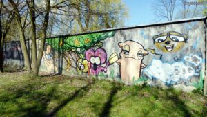 Graffiti: Myszki na murze, Chorzów, al. Leśna (2022-04-23)