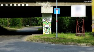 Graffiti: Myszka na filarze wiaduktu, Bytom, ul. Krzyżowa (2022-05-23)