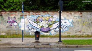 Graffiti: Myszka na murze, Katowice, ul. Medyków (2024-05-11)